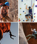 Multiple climbers using the Beefy 50 kN Rescue Figure Belay And Rappel Device With Bent Ear Descent Gear For Rock Climbing