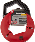 Gardner Bender 50 Foot Steel Fish Tape with refillable shatterproof housing and grip for electrical wire pulling.