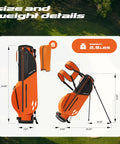 Orange stand bag dimensions from Kids Golf Club Set For Ages 6 To 8 With Stand Bag Right Hand Driver 7 8 Iron 9 P Iron Putter And Headcover
