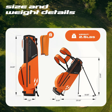 Orange stand bag dimensions from Kids Golf Club Set For Ages 6 To 8 With Stand Bag Right Hand Driver 7 8 Iron 9 P Iron Putter And Headcover