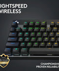 Top Shelf Tenkeyless Wireless Gaming Keyboard With Snappy Tactile Switches And Blazing Lightspeed Response For Crushing Every Ranked Match In Polished Black Frame, showing RGB keys.