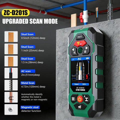 All In One Wall Scanner With Laser Measure And Level 10 In 1 Detects Studs Pipes Wires Metals Behind Walls Fast Edge And Center Marking Made Easy Plus Accurate Angle Meter For DIYers on wall