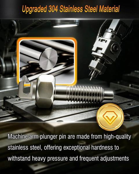 Top Shelf Upgraded Stainless Steel Arm Plunger Pin For Home Gym Machines Heavy Duty Locking Pin Smooth Operators No Sweat Replacement Fitness Equipment Twin Pack showing 304 stainless steel material and design.