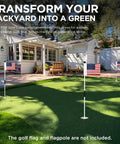 Outdoor And Indoor Practice Golf Hole Cups For Putting Green 4 Inch Depth Two Pack Ivory White USGA And PGA Pro Grade Ready Four And A Quarter Inch Outer Diameter One Inch Center Hole Sturdy ABS shown on backyard green with flags