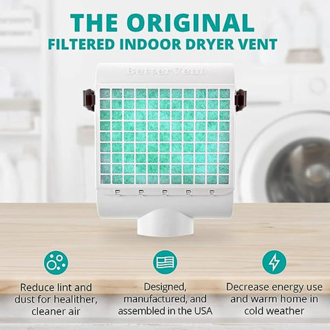 Indoor Dryer Vent Kit For Electric Dryers No Water No Mess Energy Saver With Safety Vent Flap Easy Installation And Maintenance Made In USA