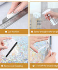 Steps showing All In One Window Tint Kit For Easy Car Tinting With A Suede Squeegee Utility Knife And 120ml Spray Bottle Included For Privacy Film And Window Wallpaper Install And A Pro Grade Finish