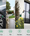 Heavy Duty Metal 2-In-1 Garden Hose Wand With 9 Spray Patterns used on car, pet, garden plants, and house window cleaning