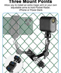 Fence Mount Live Streaming Kit For Mevo Start And GoPro On Chain Link Fences with clamp and camera mount setup.