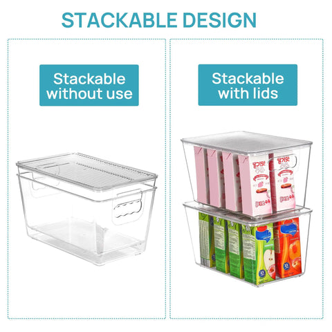 Six Pack Clear Stackable Storage Bins With Secure Lids And Sturdy Handles Medium Size Straight Up Essentials For Pantry Kitchen Cabinet Closets Keeping Your Stuff Neat And Totally Fresh