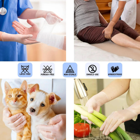 Vinyl Exam Gloves Pro Grade Latex Free Powder Free Clear Disposable Gloves Case Of 1000 Medium 3.5 Mil Medical Grade For Nursing Office Kitchen Pet Care Cleaning And Household Tasks