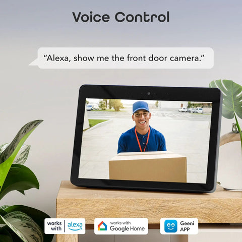 Screen displaying a delivery person captured by 1080p Outdoor Security Camera With Night Vision, Weatherproof, Ideal For Home Surveillance.