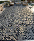Two Pack Antique Lotus Design Concrete Paver Molds For DIY Garden Path Stepping Stones Reusable Cement Forms patio view