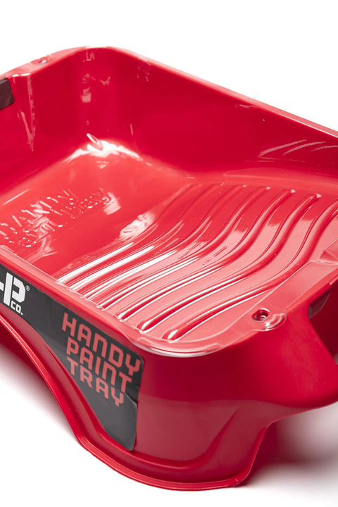 Deep Well Paint Tray With Gallon Capacity, Dual Handles, Magnetic Brush Holder in red with sturdy design