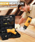 Man using Heat Gun 1800W Heavy Duty Hot Air Tool Kit With Carry Case Variable Temperature Control 122F To 1112F From 50C To 600C