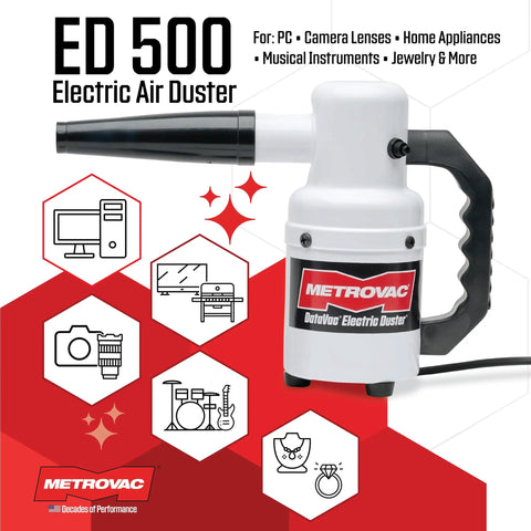 Powerful Computer Duster and Cleaner for Electronics and Home Use, High Velocity Air Blower image with icons for various uses
