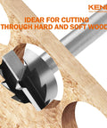 Close-up of Eight Piece Forstner Bit Set Made From Alloy Steel For Woodworking With Round Shank Pro Grade Ultra Sharp Teeth