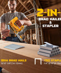 Slick Cordless Brad Nailer And T50 Stapler Compatible With Dewalt 20V Battery for woodworking in action with brad nails and staples.