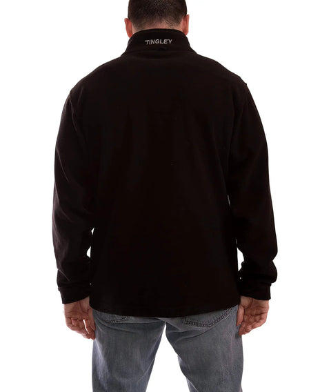 Back view of Worksite Ready High Visibility ANSI Class 3 Jacket With Phase 1 Black Fleece Liner Attached Hood 2X worn by person