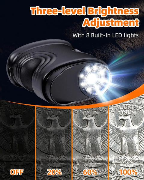 Explore Tiny Worlds With A 1000x Coin Microscope With Built In Lights 2 Inch LCD Display 8 Adjustable LEDs Portable Rechargeable Handheld Magnifier For Coins Gems Jewelry And More Works With Windows And Mac, black handheld