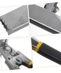 Close-up of a hand seamer with straight jaw, heavy-duty chrome vanadium steel, ideal for sheet metal bending and flattening in HVAC projects.