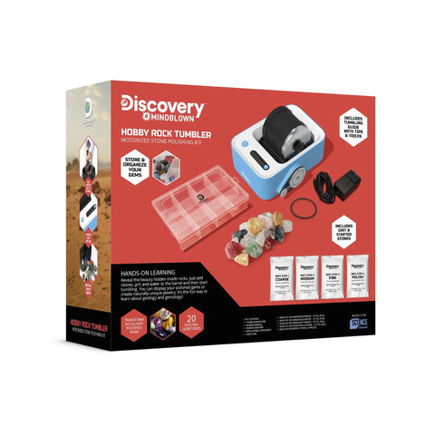 Deluxe Rock Tumbler Kit For Kids And Beginners Turn Rough Rocks Into Shiny Gems With 20 Stones, 4 Grits And Gem Case box