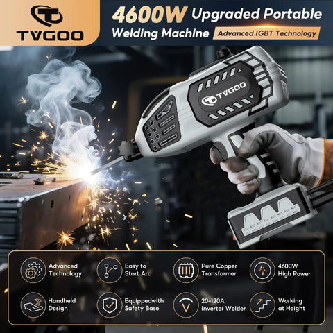 Hand holding Portable Handheld Welder 110V IGBT Inverter With 20 To 120A Adjustable Arc Hot Start And Anti Stick For 3/32 To 1/8 Inch Welding Rods