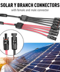 1 To 4 Solar Panel Branch Connectors Kit For Parallel Wiring, 30A IP67 Waterproof M To F And F To M Adapters, solar cables