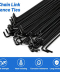 11 Gauge Chain Link Fence Ties, 8.27 Inches, Black, 30 Packs shown in a bundle, highlighting corrosion resistance and durability features.