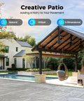 Modern patio with textured concrete surface using 4 Pack 24x24 Inch Concrete Stamps Texturing Mats With Sturdy Handles for DIY projects.