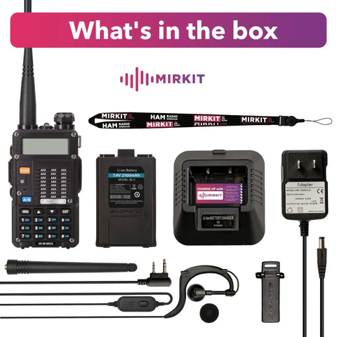 Beast Of A Tri Band Ham Radio UV 5R MK3X Walkie Talkie With 2100mAh Battery and accessories inside the box