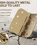 Rock Solid Heavy Duty Door Hinges Hit Four Inches Wide With Rounded Corners And A Slick Champagne Bronze Finish Engineered For Butter Smooth Swings On Any Interior Or Exterior Door Three Pack Bundle showing the bronze hinge on cracked surface.
