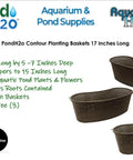 Contour Kidney Shaped Plastic Slotted Mesh Pond Plant Basket 17 Inch Long 44cm Deep Five To Seven Inches Value Three Pack