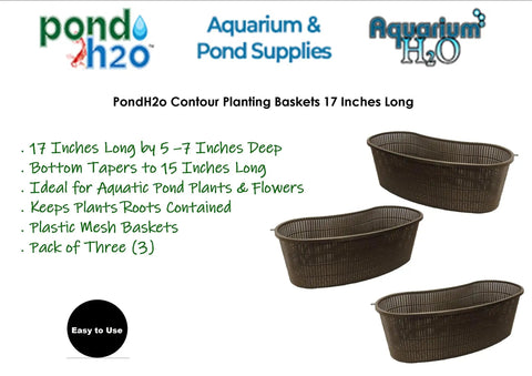 Contour Kidney Shaped Plastic Slotted Mesh Pond Plant Basket 17 Inch Long 44cm Deep Five To Seven Inches Value Three Pack