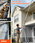 All In One Gutter Cleaning Kit With Telescopic Pole Reaching Up To 24 Feet Flexible Wand And Adjustable Flow Shut Off Clean From Ground