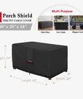 Waterproof 600D Rectangular Fire Pit Cover For 48 By 28 Inch Fire Tables All Season Ready Fadeproof Outdoor Deck Box Protector