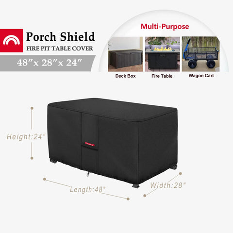 Waterproof 600D Rectangular Fire Pit Cover For 48 By 28 Inch Fire Tables All Season Ready Fadeproof Outdoor Deck Box Protector