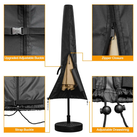 Heavy Duty Patio Umbrella Cover For 9 To 13 Ft Cantilever Umbrellas With Zipper And Support Pole 600D PU Coated