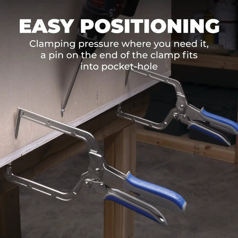 Top Grade Right Angle Corner Clamp With A Slick Quick Slide Pin Tough As Nails Heavy Duty Joint Holder Rock Solid 5 Inch Reach in use.