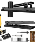 Heavy Duty Hidden Door Hinges With 600 Lbs Load Rating, Thickened Solid Steel Construction, Waterproof Finish, 360 Degree Rotation Pivot For Murphy Door Kit, Secret Door And Bookshelf Door Black shown with installation tools