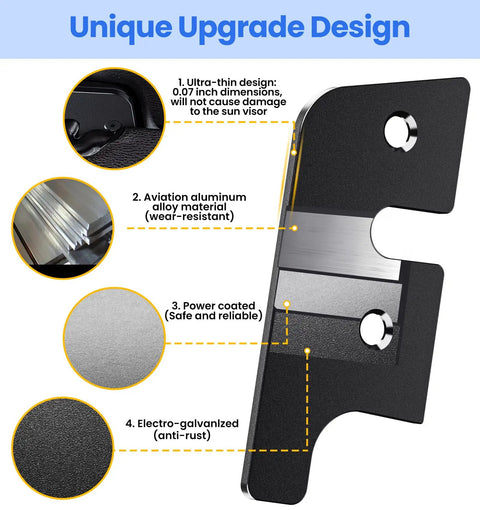 Heavy Duty Sun Visor Repair Kit For Jeep Wrangler JL JLU 2018 2023 And Gladiator JT 2020 2023 Aluminum Alloy Full Size Visor