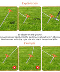 Instruction on using Beefy Heavy Duty Tent Stakes 7 Inches 10 Pack Rust Proof Galvanized Steel Ground Pegs at 60 degree angle