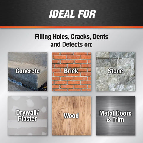 Concrete Repair Patch For Cracks And Mortar In Gray 32 Oz Will Not Sink Or Shrink Pro Grade DIY Friendly cement uses chart