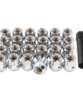 Chrome M14x1.5 Lug Nuts 25mm Long Open End Bulge Acorn Style 7 Spline Truck Hex 24 Pc Set for Chevy Silverado GMC Sierra.
