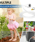Child using No Sweat Faucet Hose Adapter With Adjustable Ring For Kitchen Sink And Garden Spraying Heavy Duty Reinforced Tube.