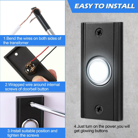 Lighted Metal Door Bell Push Button For Home And Garage Vintage Style LED Door Bell Button Wall Mounted Door Bell Switch