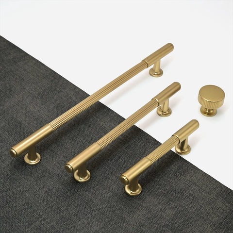 10 Pack Champagne Bronze Cabinet Pulls 5 Inch Center To Center Heavy Duty Solid Kitchen Drawer Handles Shown with Matching Knob