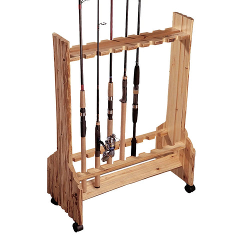Double Sided Fishing Rod Holder That Stores Up To 16 Rods For Saltwater And Freshwater Gear Perfect Garage Organization And Room Storage