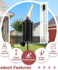 Citronella Outdoor Torches Set of 6 with 16 Ounce Fuel, 58 Inch Black Garden Lanterns on a Sturdy 3 Prong Ground Stake