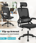 Ergonomic Mesh Office Chair With Lumbar Support High Back Desk Chair Flip Up Armrests Big And Tall 400 Pound Capacity