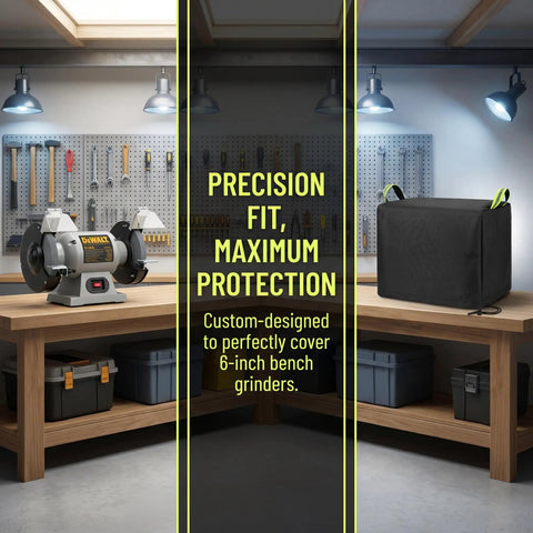 Badass Heavy Duty Bench Grinder Cover Waterproof 600D Polyurethane Dust Protector For 6 To 8 Inch Workbench Motors on display.